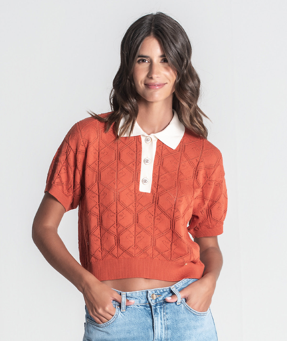 Camisola polo perfurada 3400