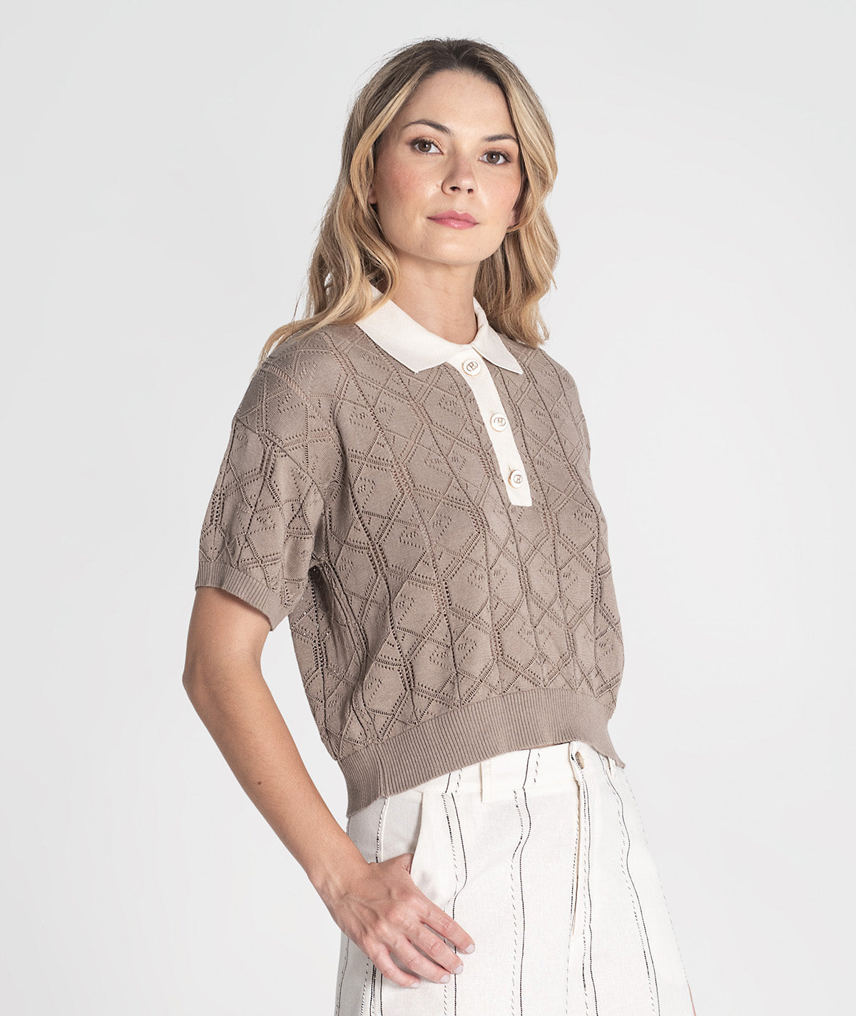 Camisola polo perfurada 3400