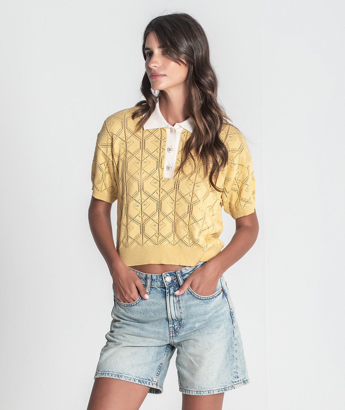 Camisola polo perfurada 3400