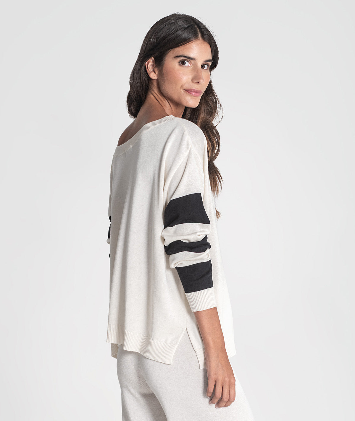Camisola mangas riscas com fivela R 3403