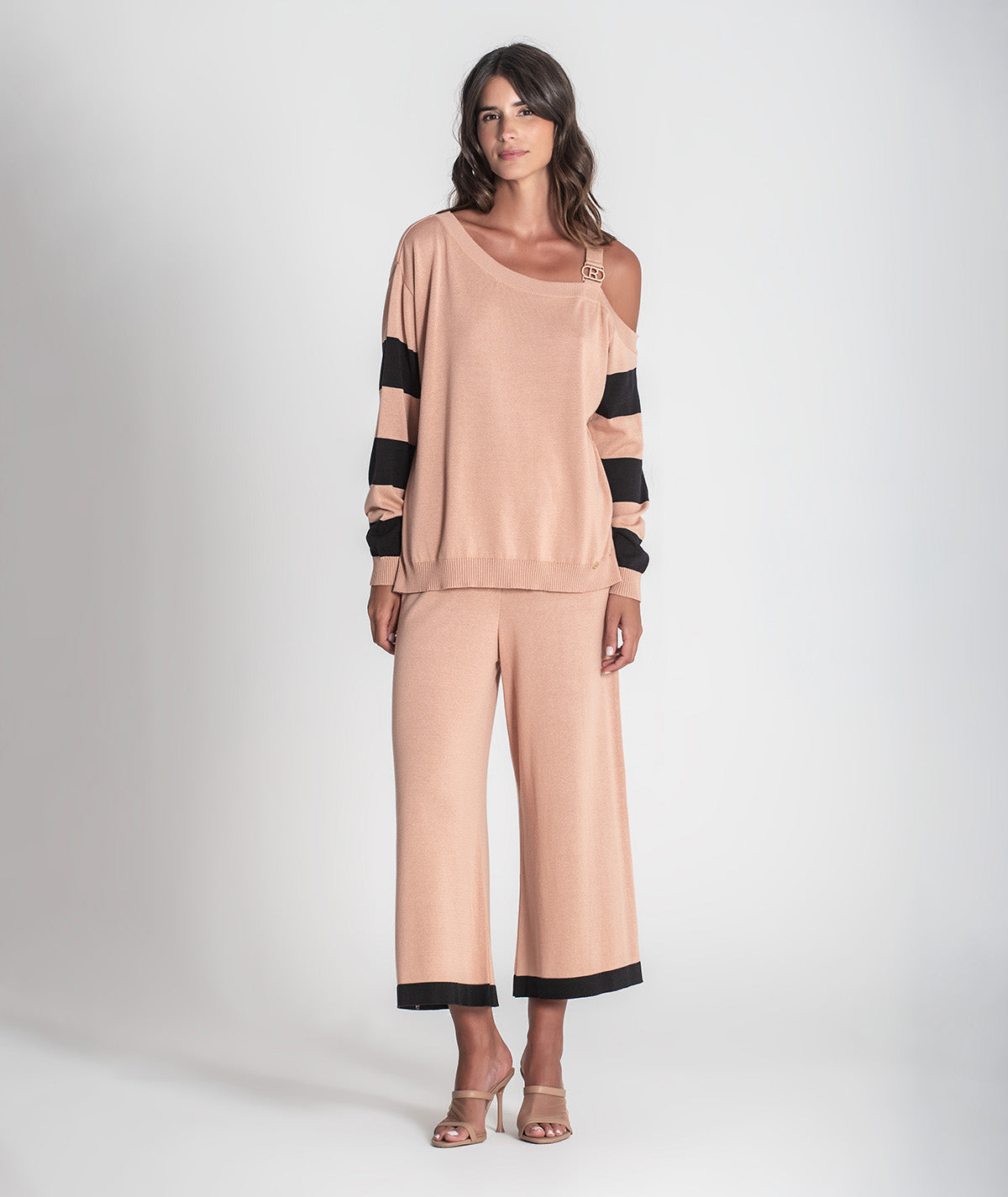 Camisola mangas riscas com fivela R 3403
