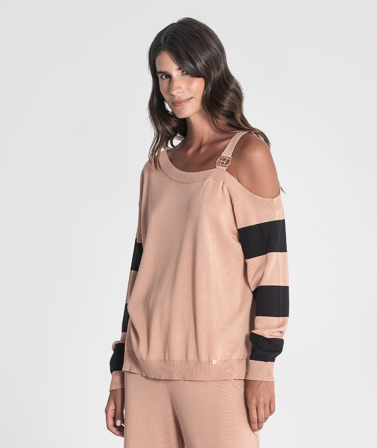 Camisola mangas riscas com fivela R 3403