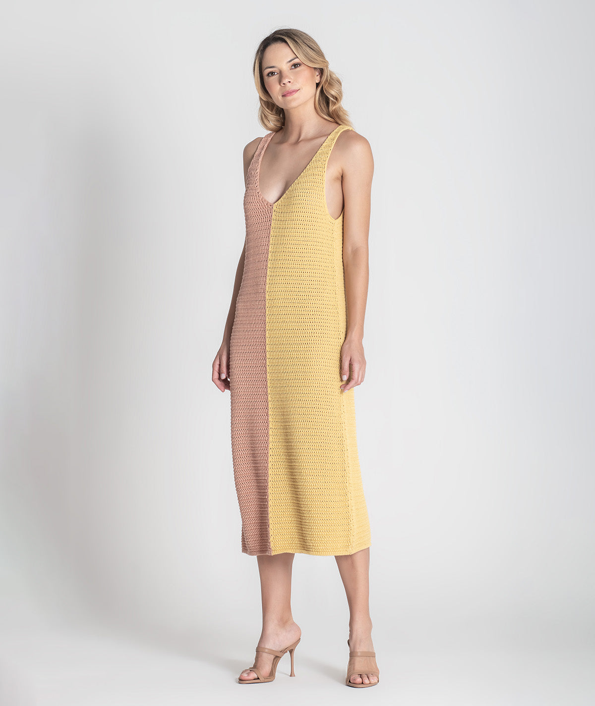 Vestido bicolor de alças 3416