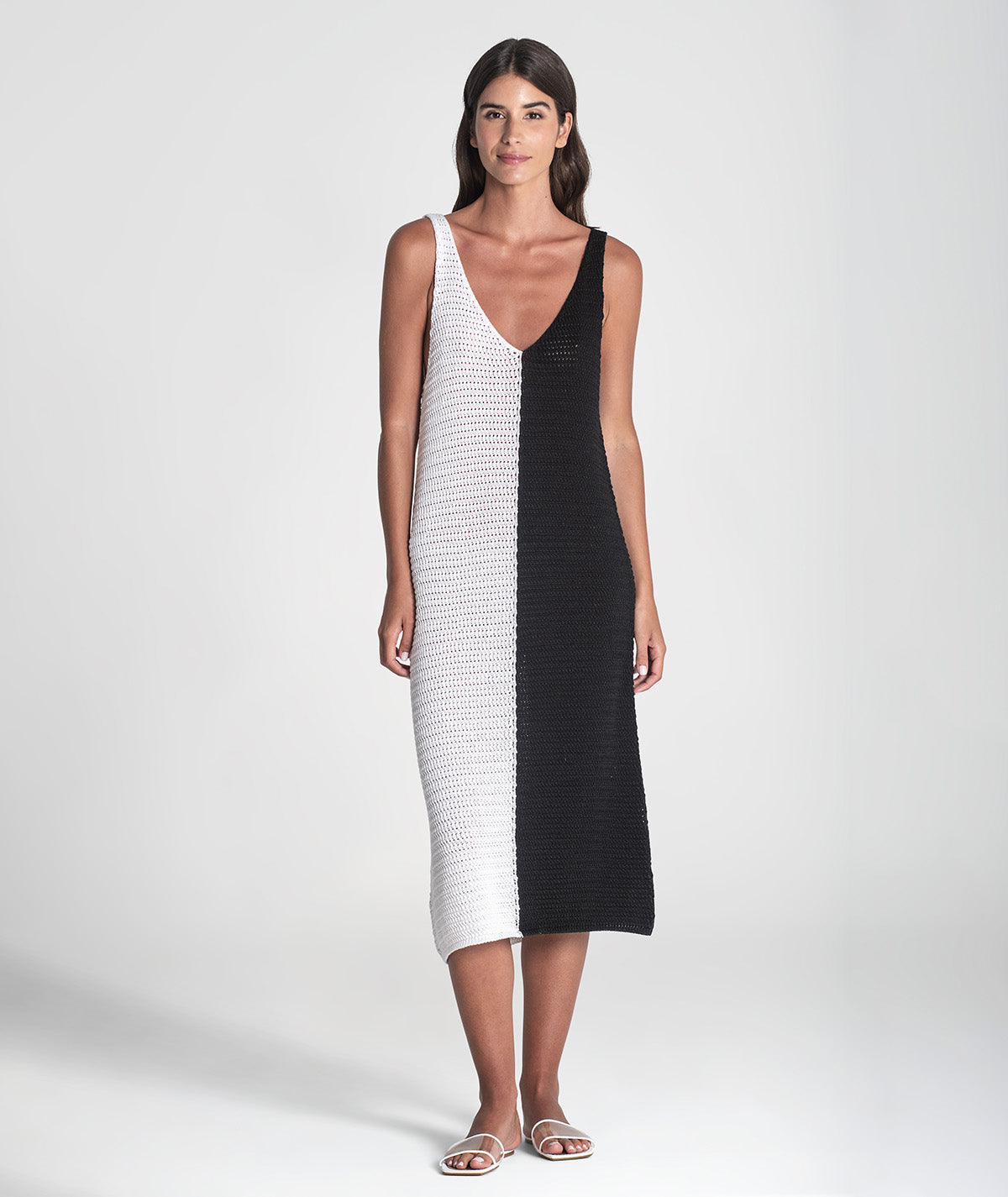 Vestido bicolor de alças 3416