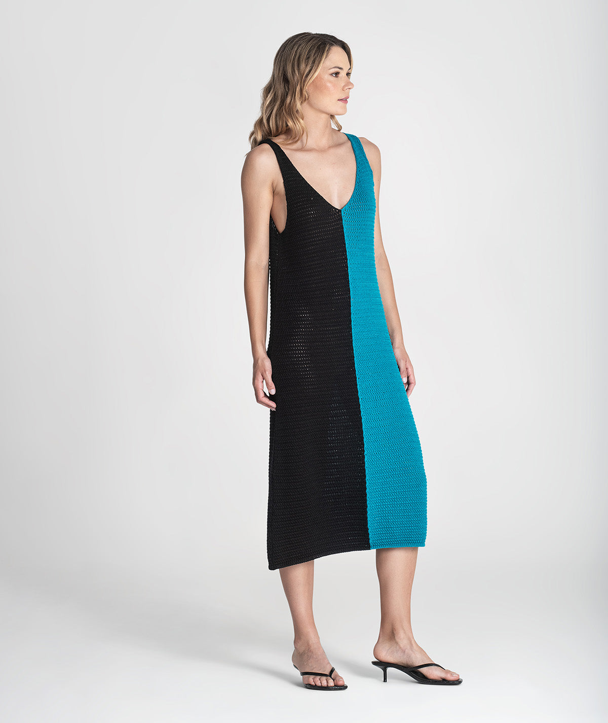 Vestido bicolor de alças 3416