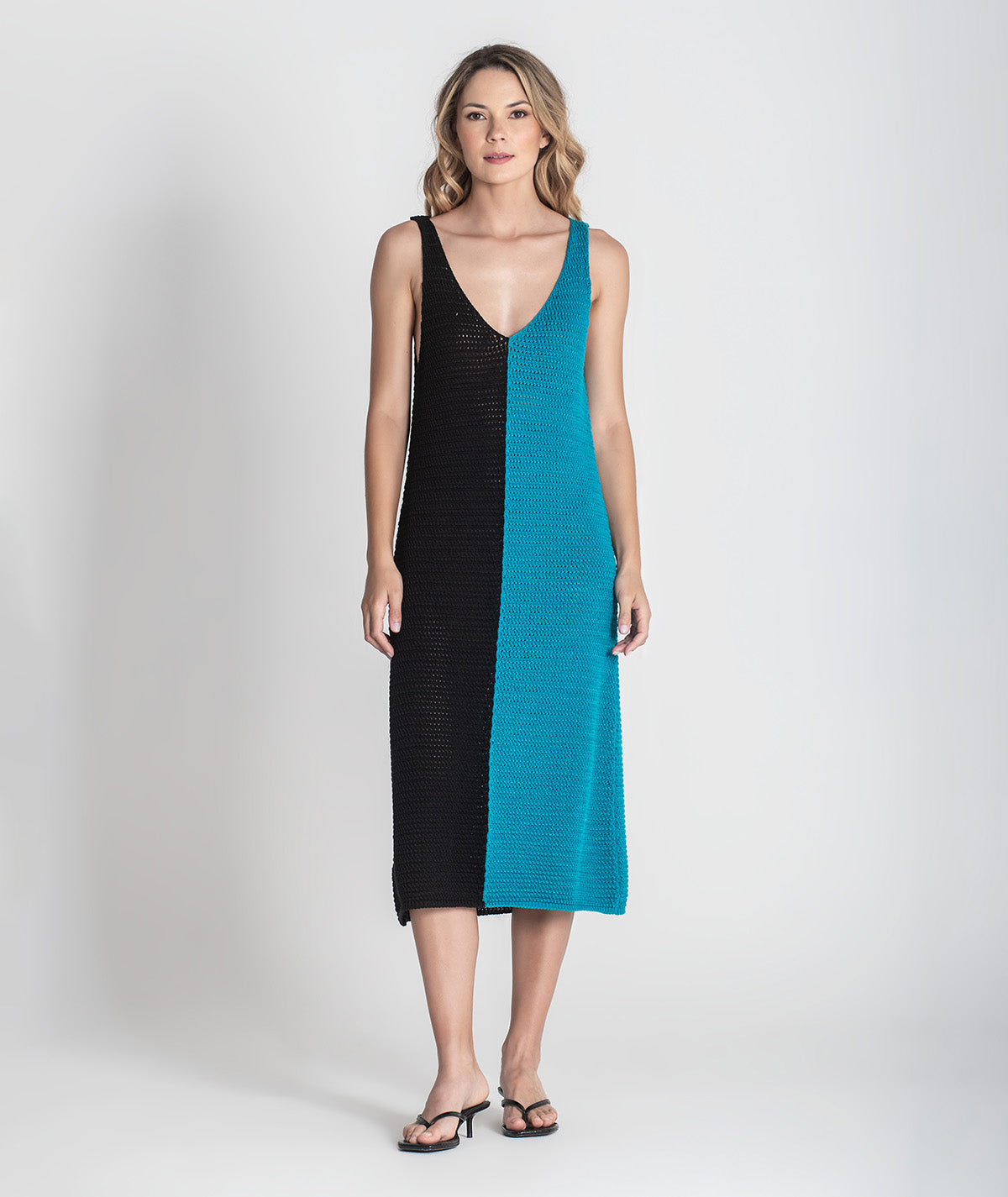 Vestido bicolor de alças 3416