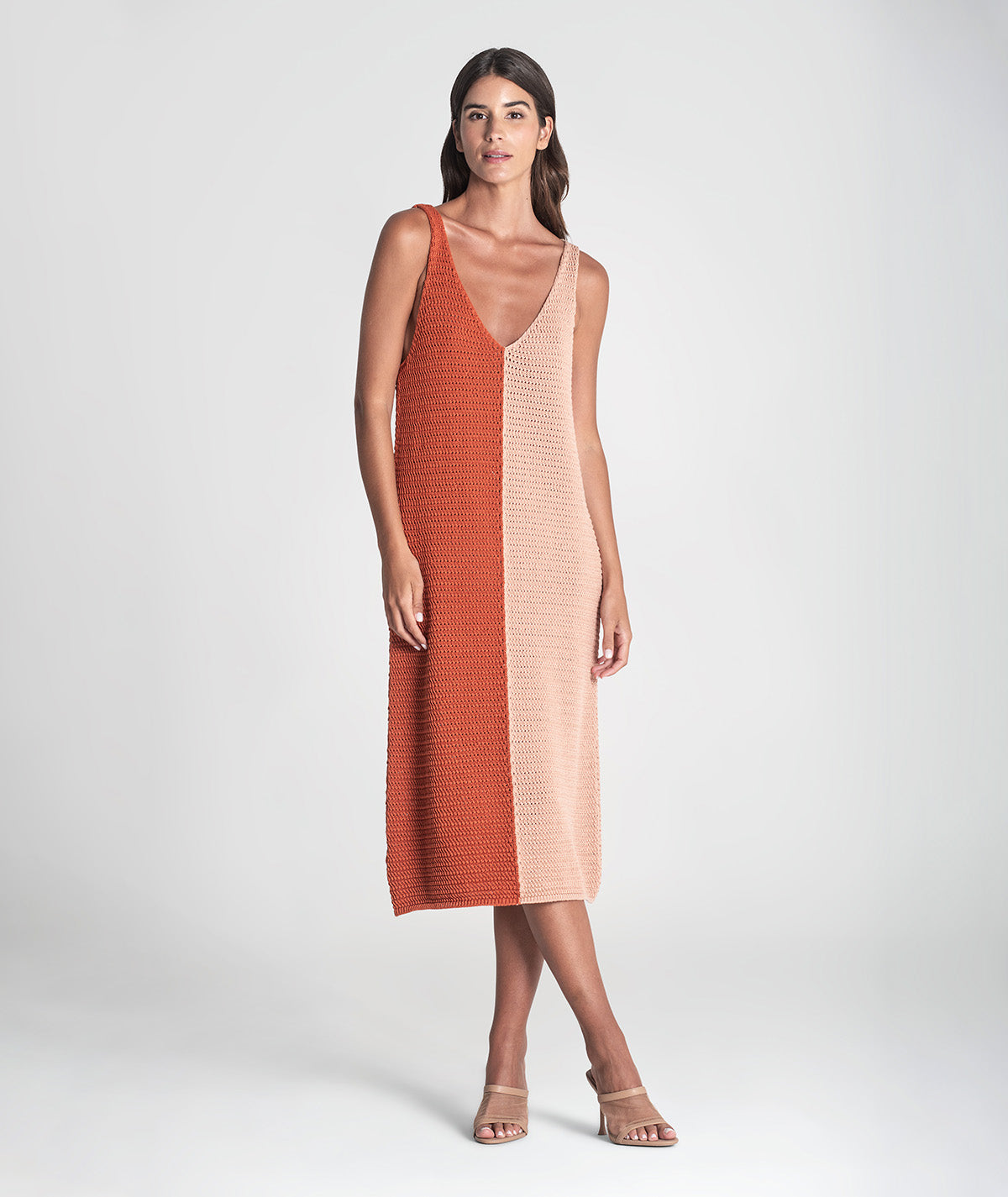 Vestido bicolor de alças 3416