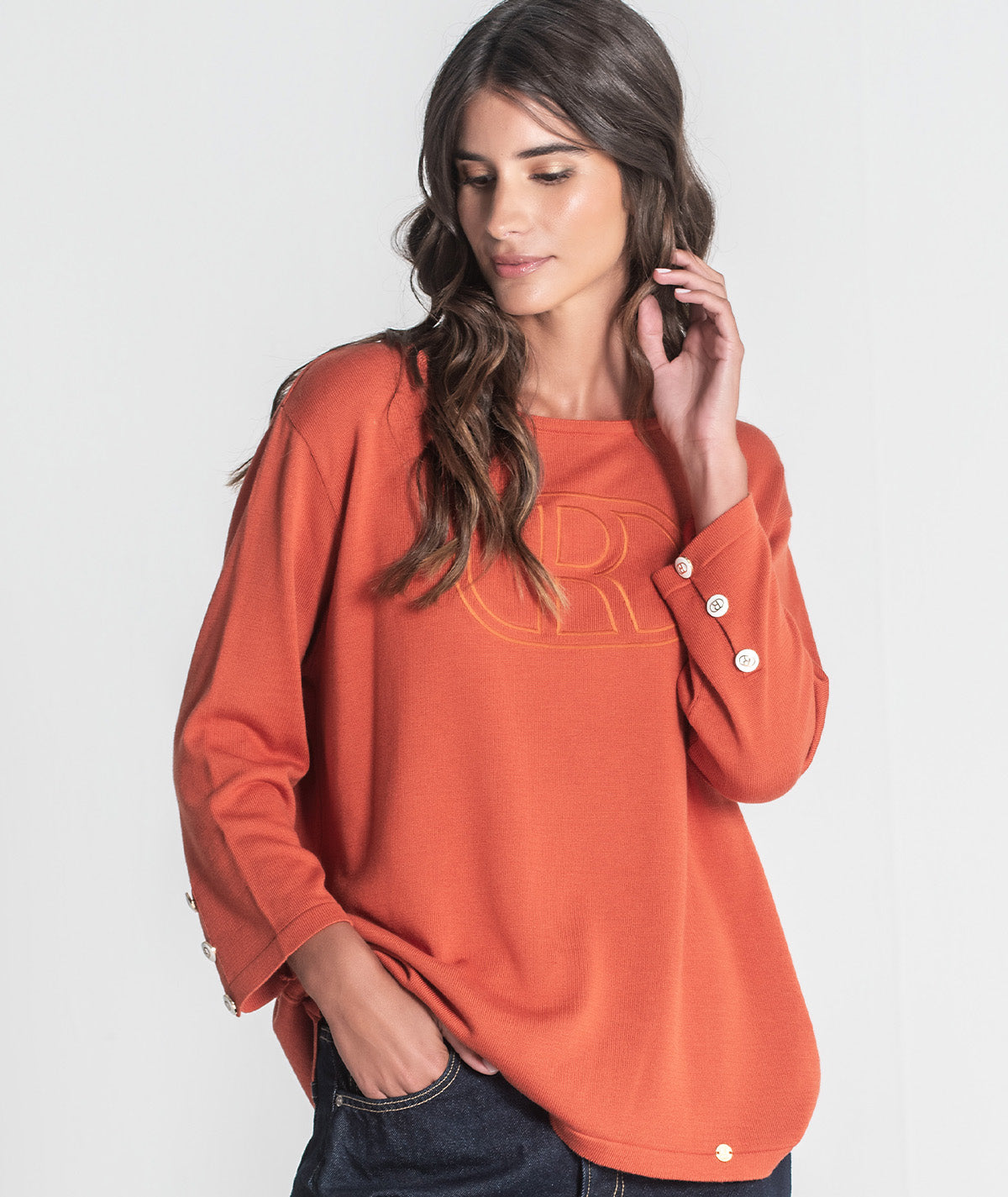 Camisola com relevo e botões 3420