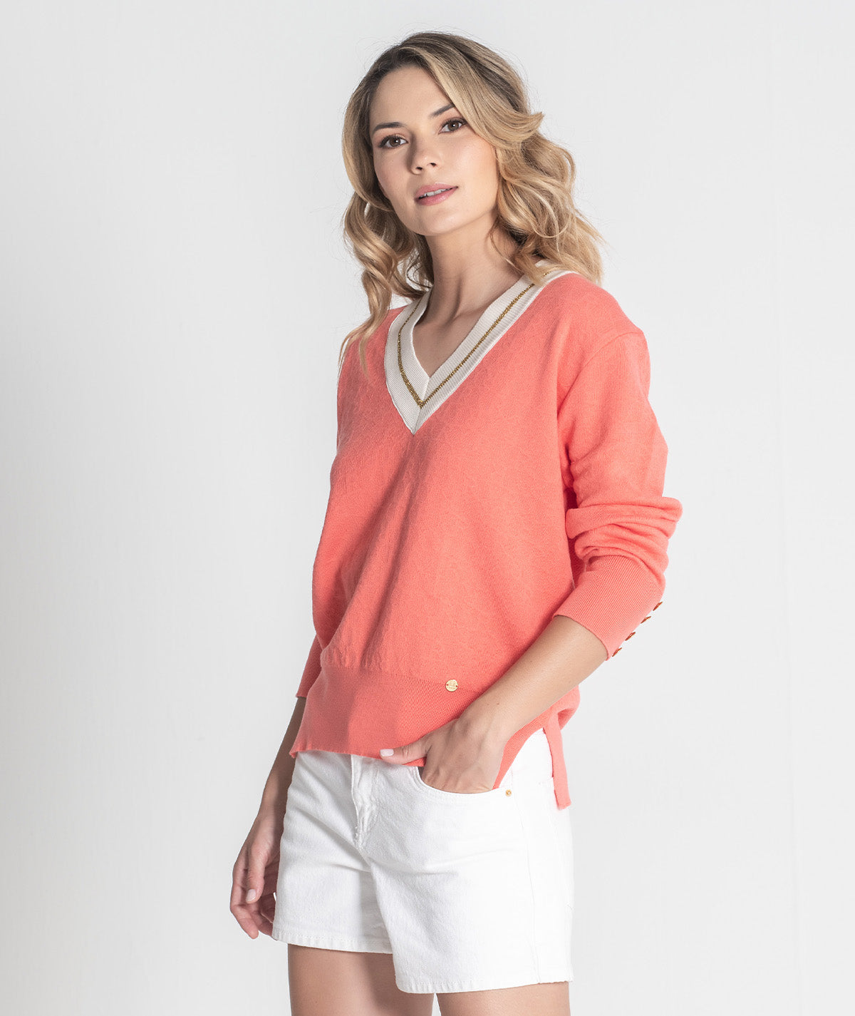 Camisola com relevos e botões 3422