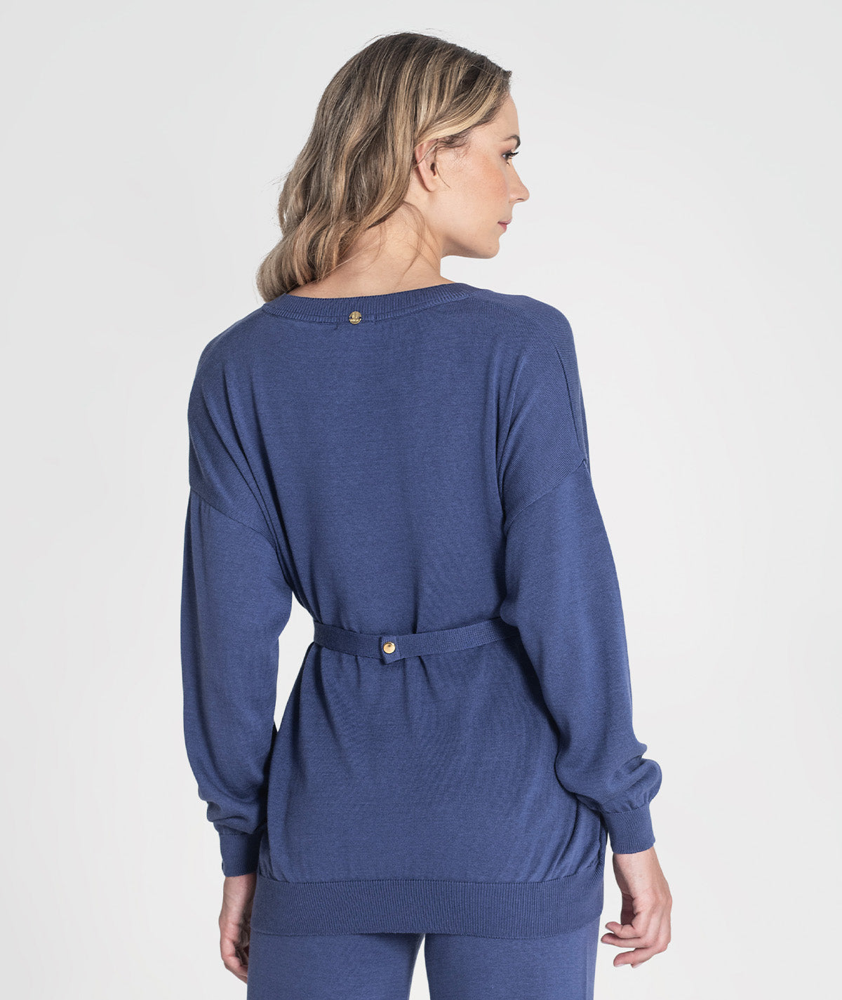 Camisola decote em v com cinto 3426