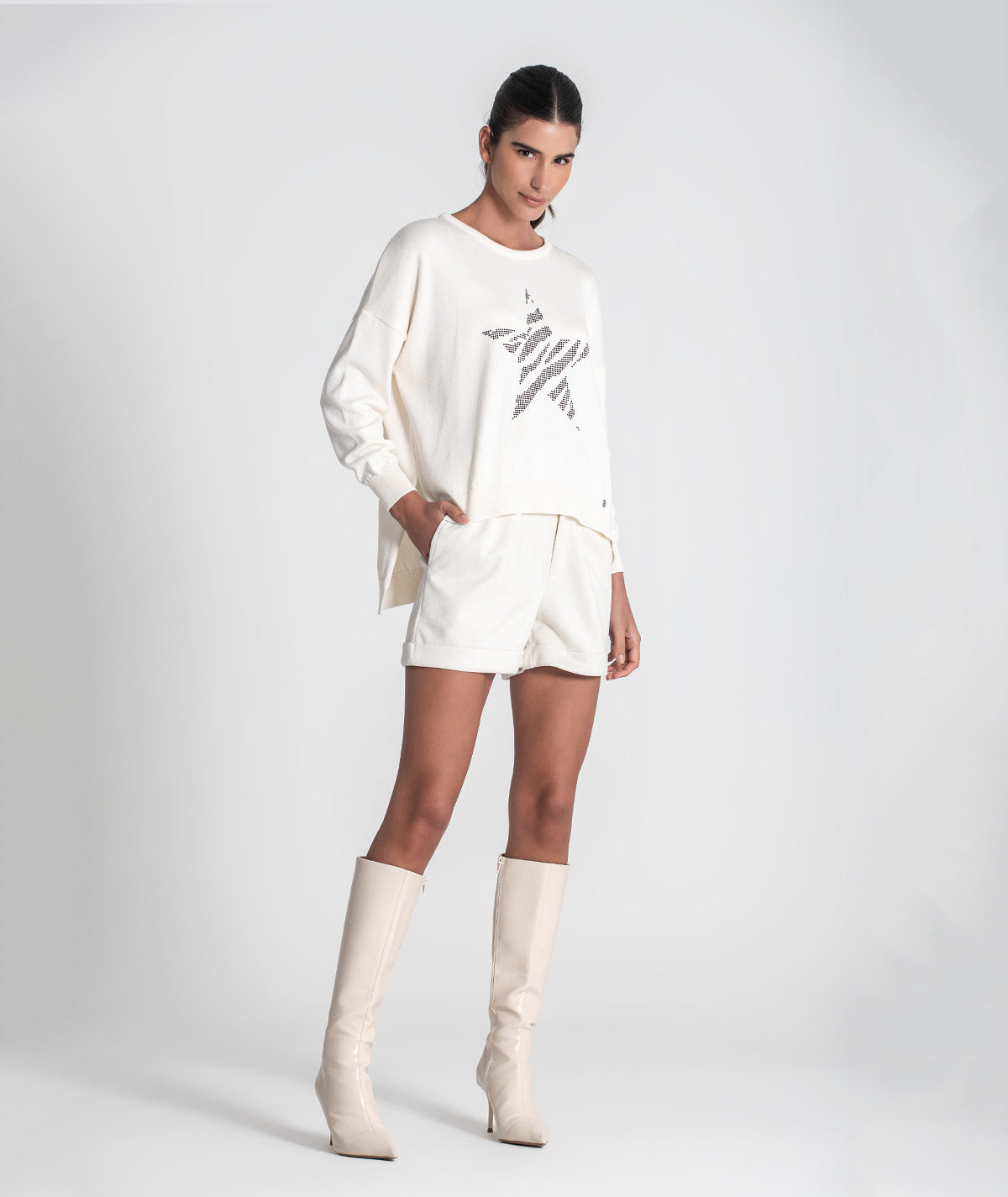 Camisola oversize com estrela 3436