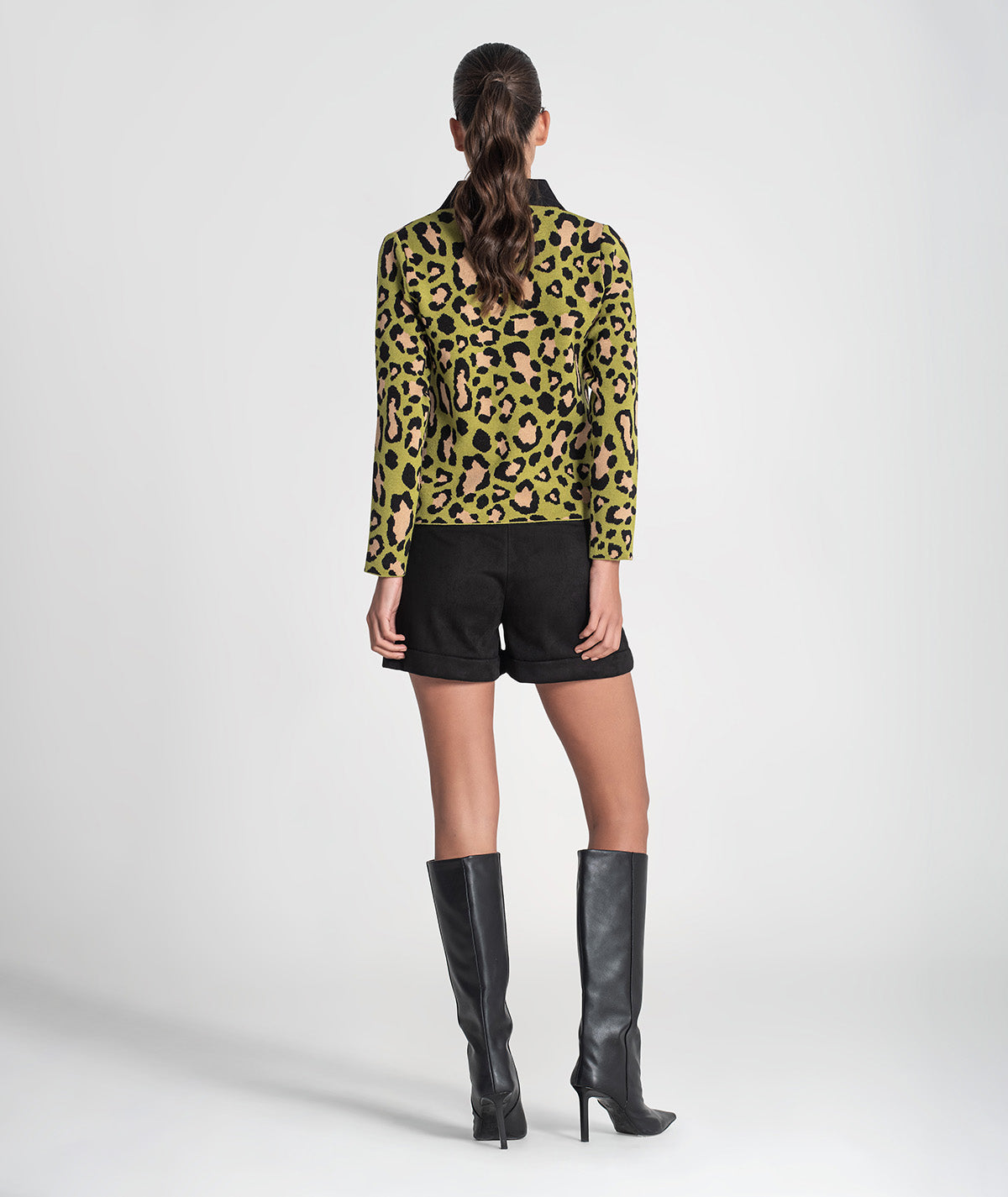 Camisola gola polo print leopardo 3439