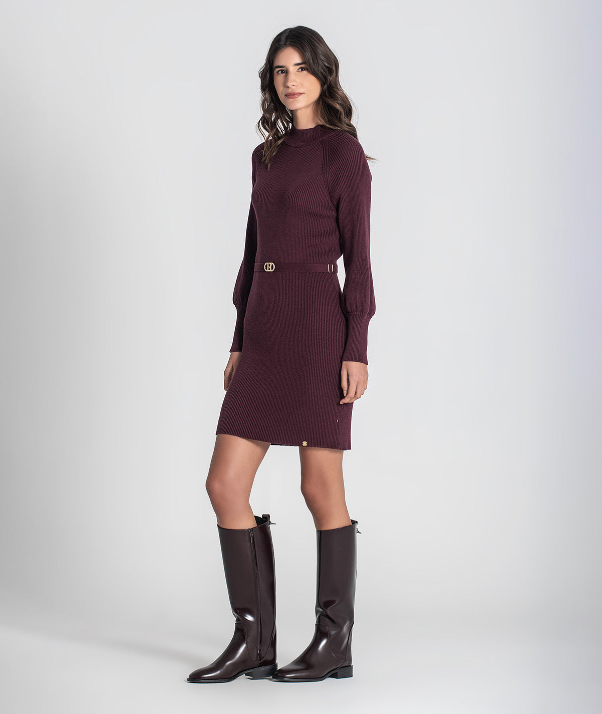 Ribbed dress with belt 3452