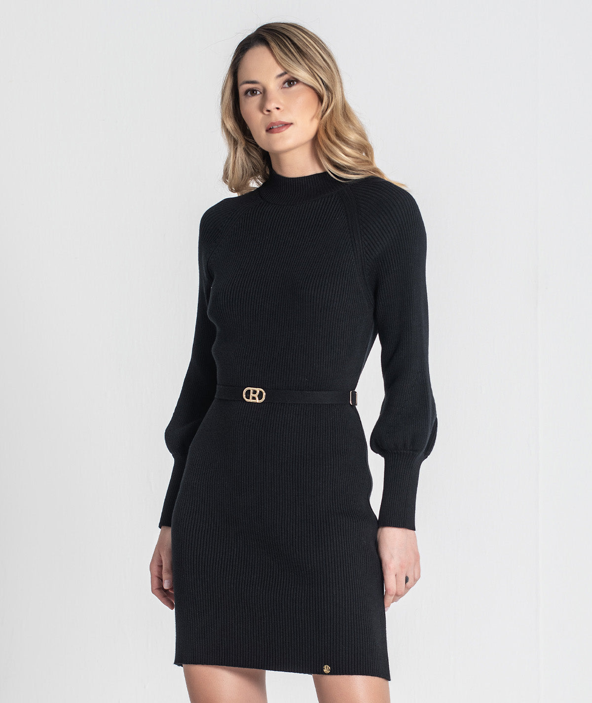 Ribbed dress with belt 3452