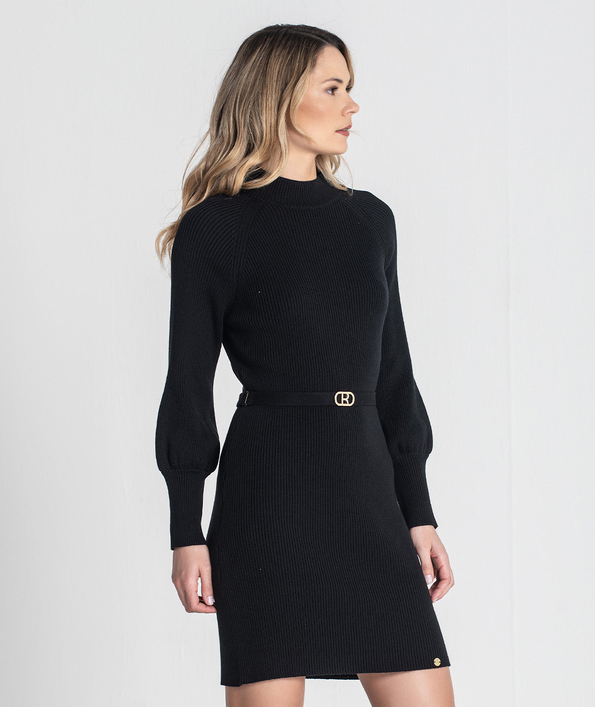 Ribbed dress with belt 3452