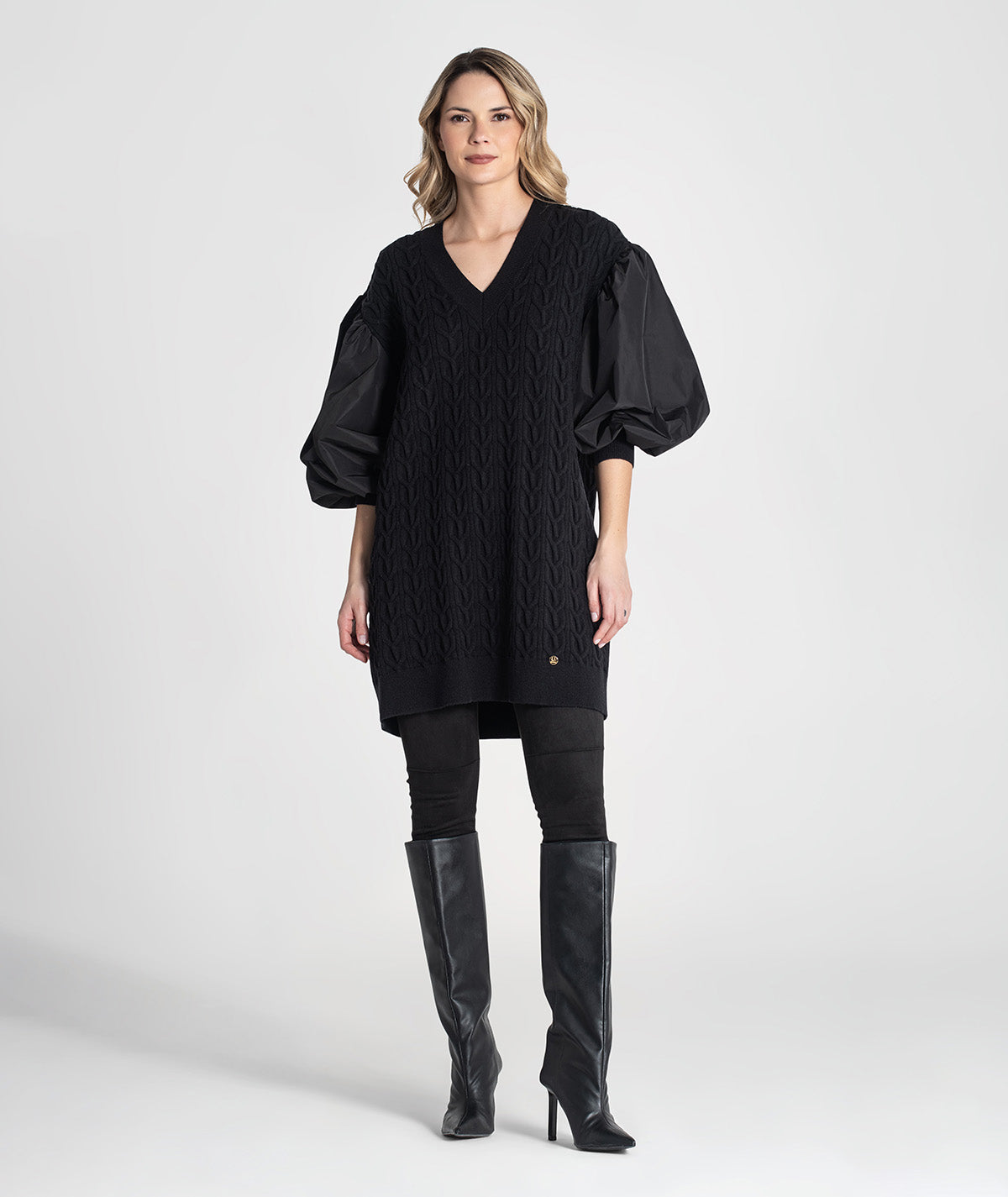Vestido tranças com mangas em tecido 3457