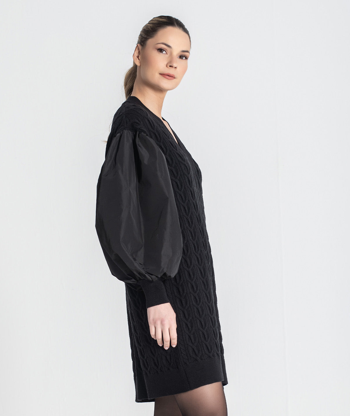 Vestido tranças com mangas em tecido 3457