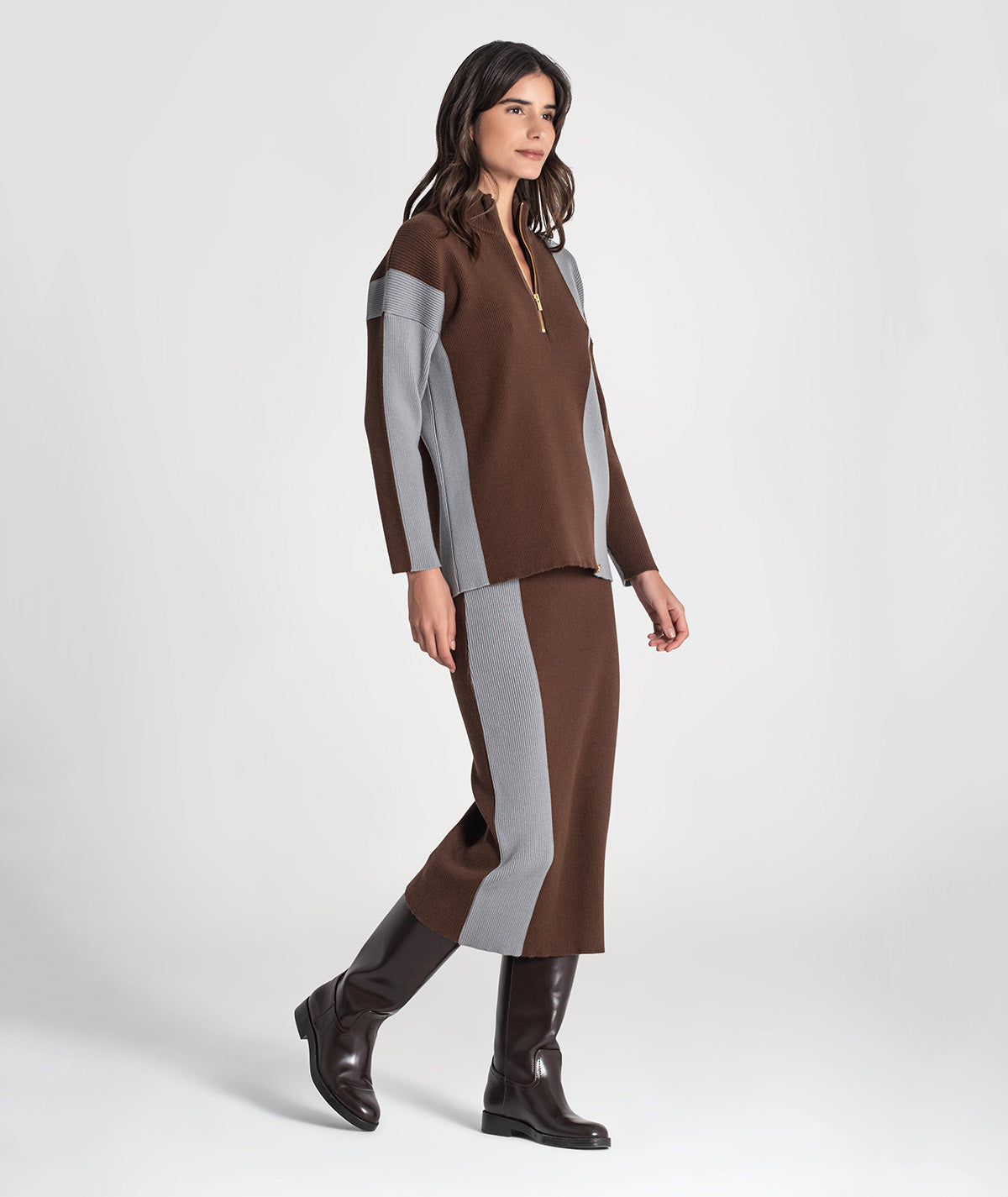 Camisola oversize canelada bicolor 3466