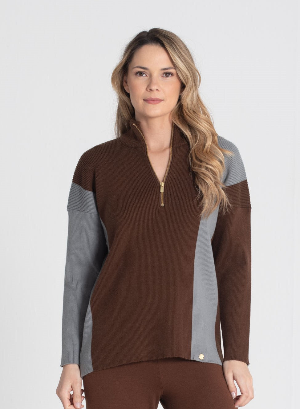 Camisola oversize canelada bicolor 3466