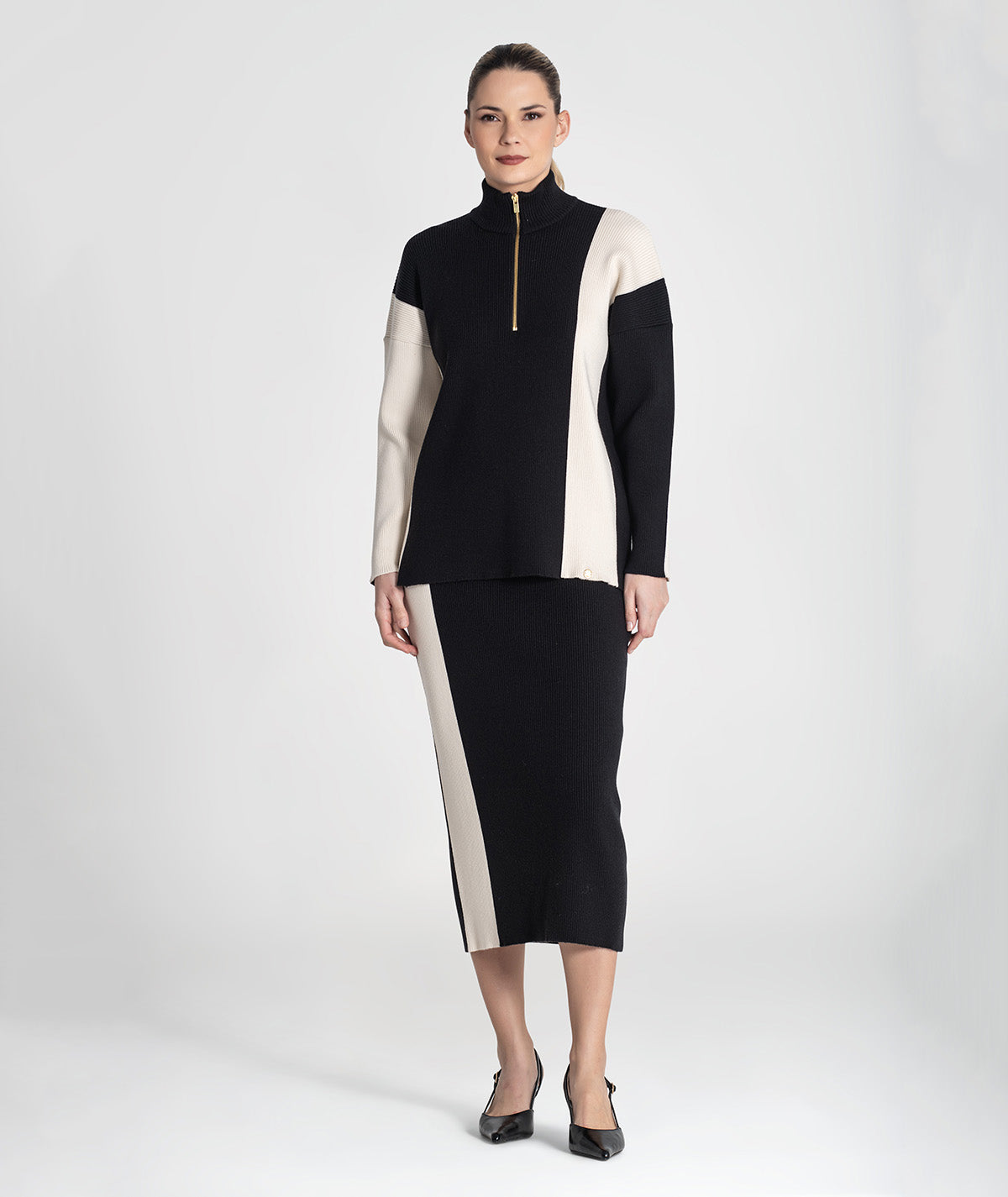 Two-tone ribbed skirt 3467