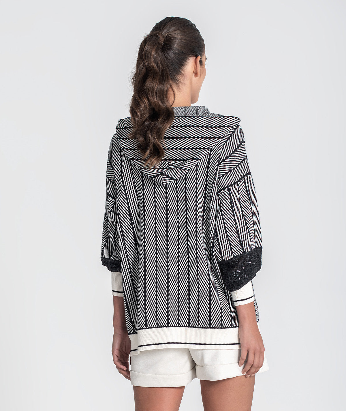 Camisola com jacquard e mangas lantejoulas 3477