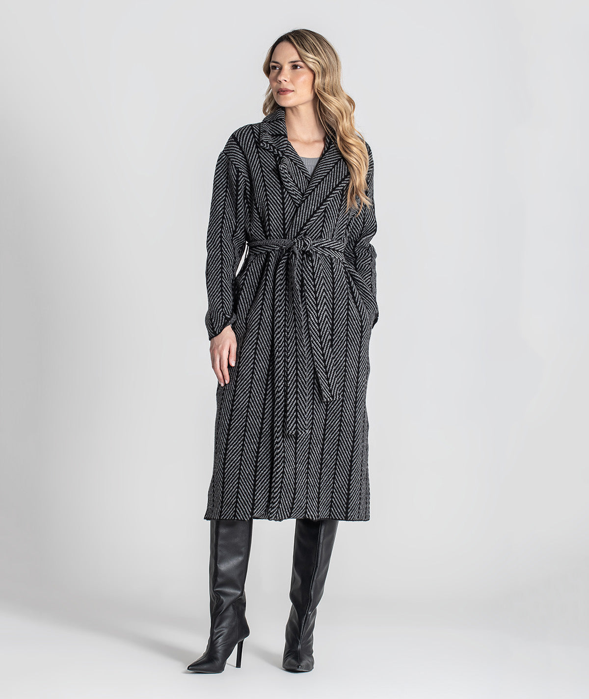 Casaco comprido com jacquard 3479