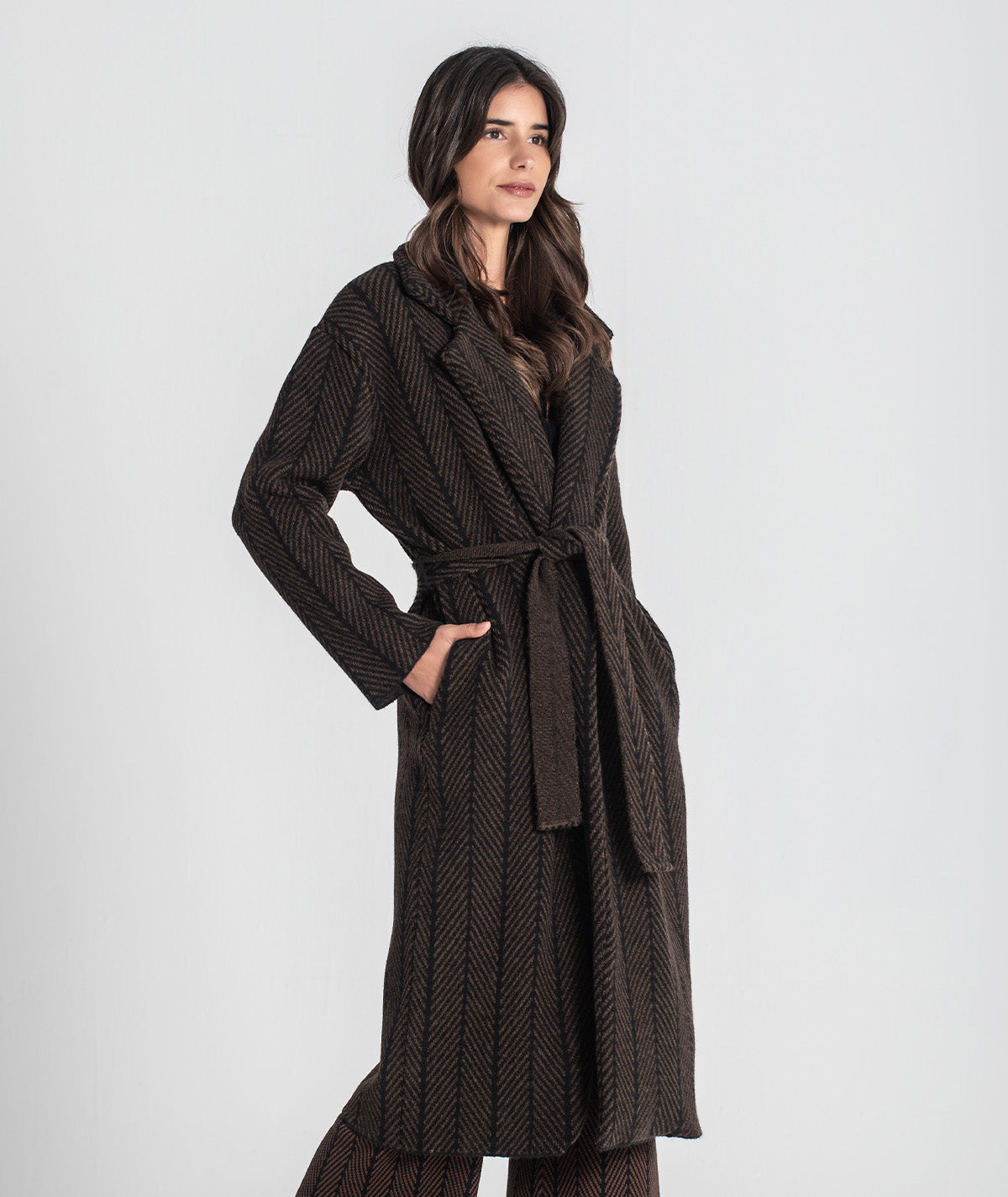 Casaco comprido com jacquard 3479