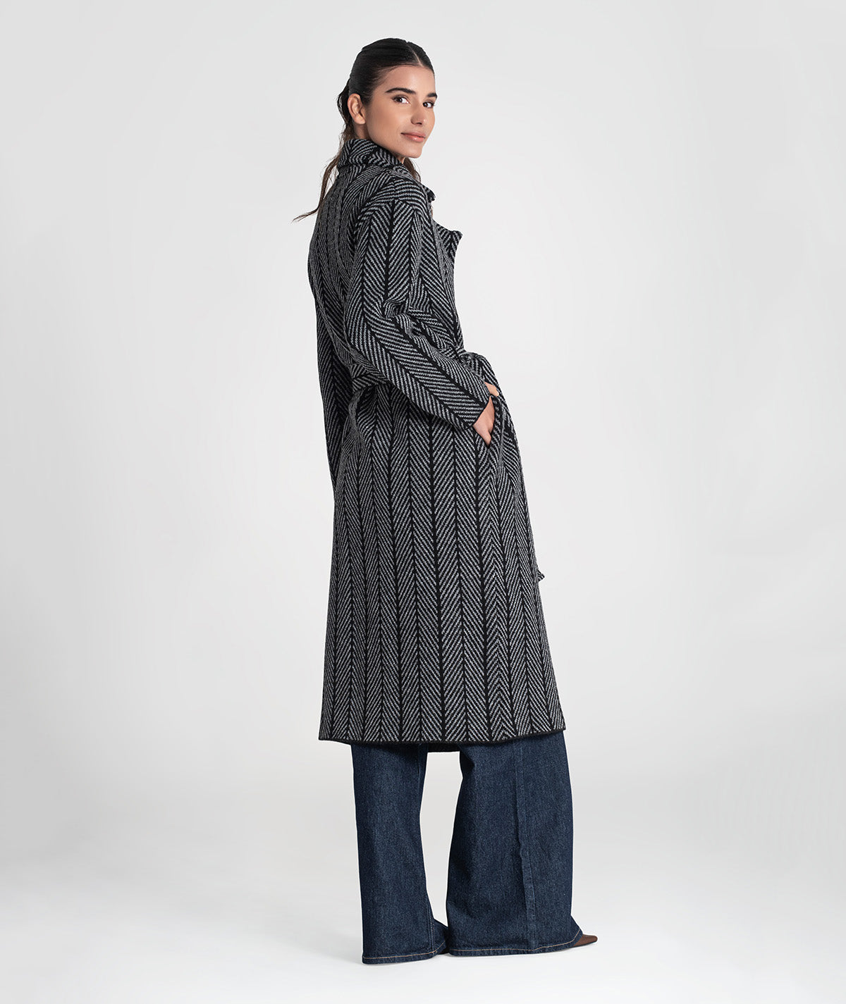 Casaco comprido com jacquard 3479