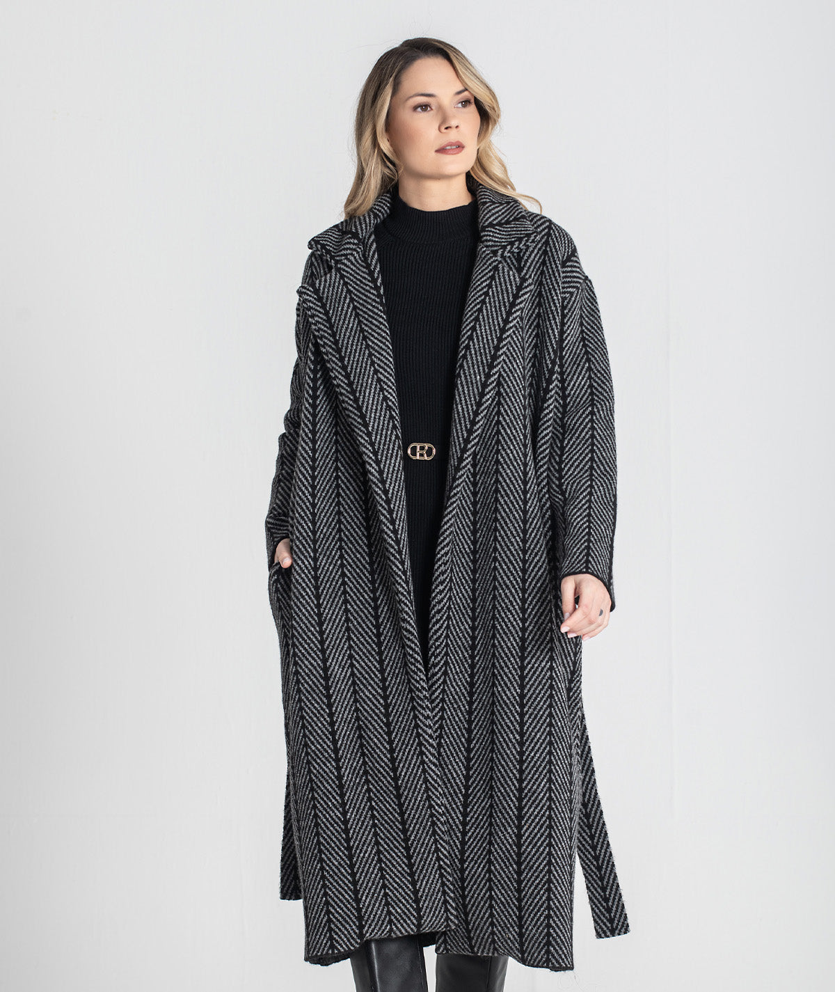 Casaco comprido com jacquard 3479