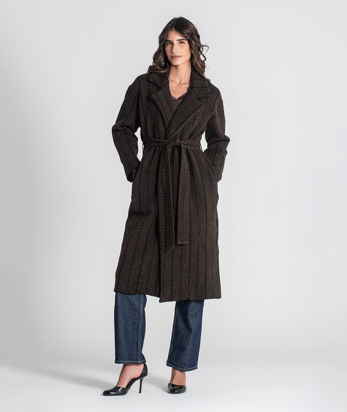 Casaco comprido com jacquard 3479