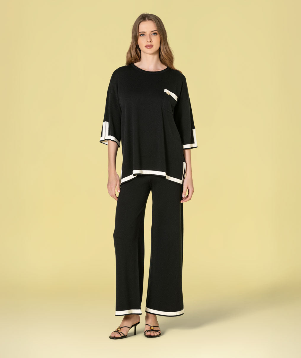 Camisola com contrastes e bolso 3482