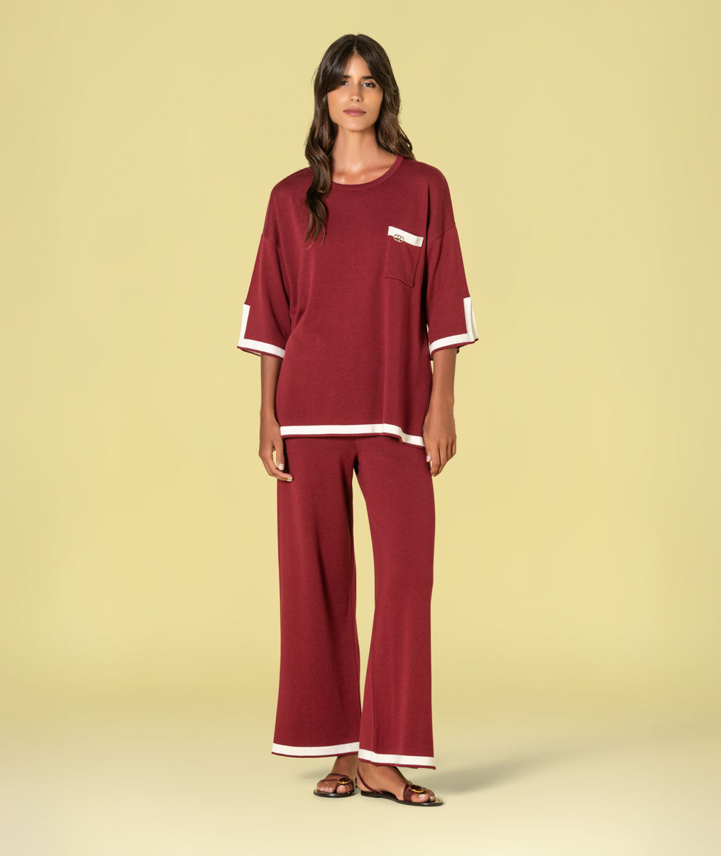 Camisola com contrastes e bolso 3482