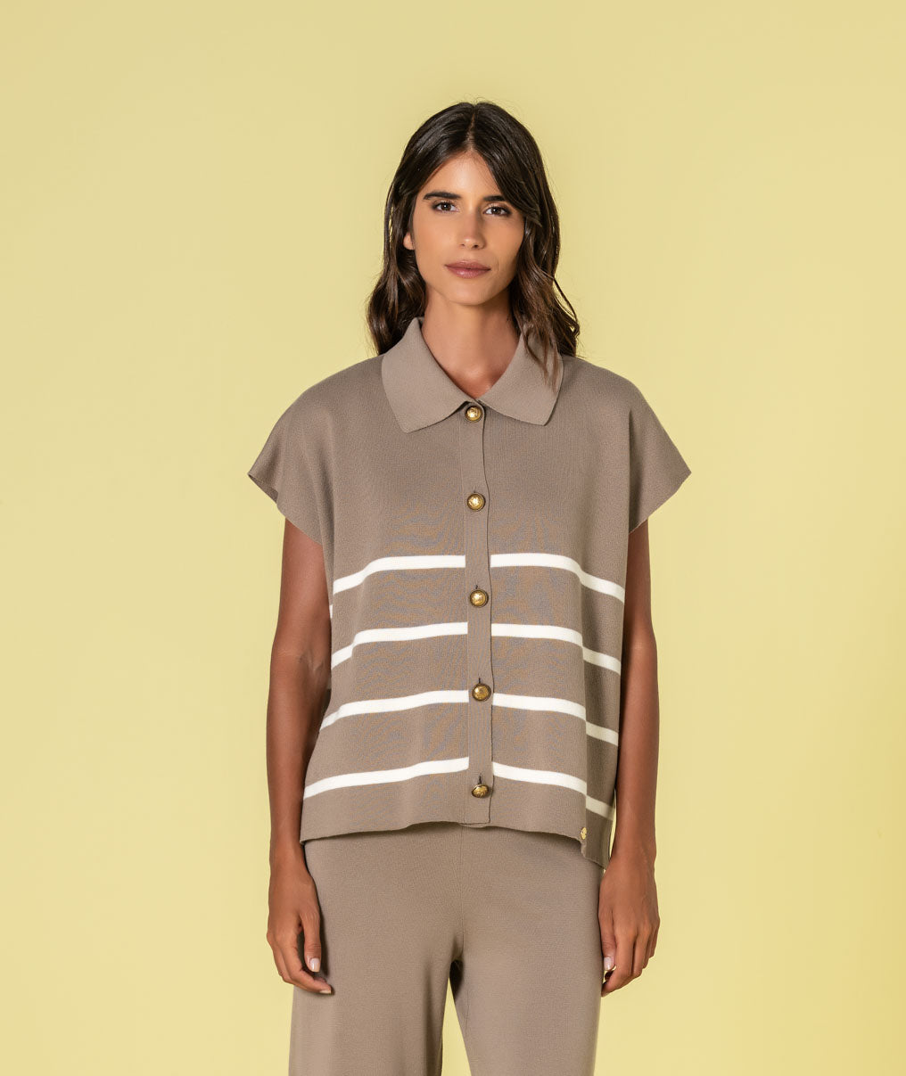 Colete riscas com botões 3484