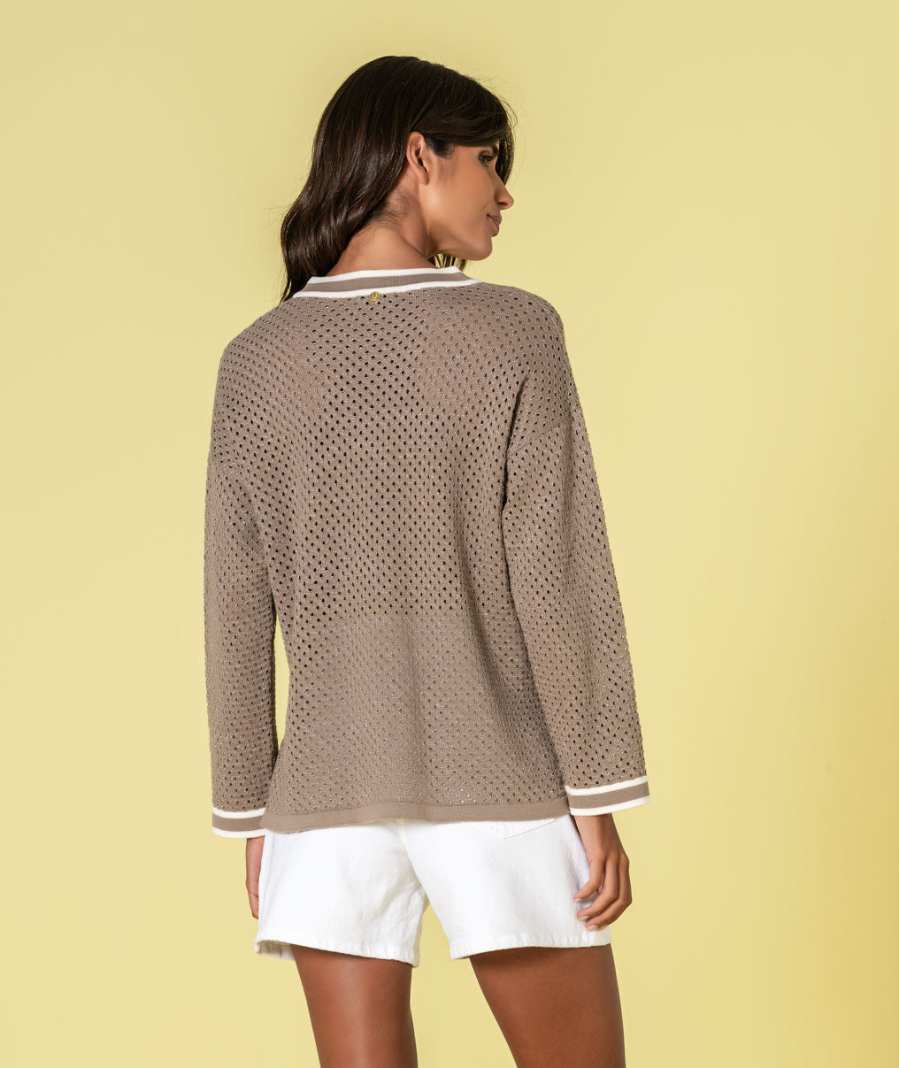 Camisola perfurada com brilho 3487