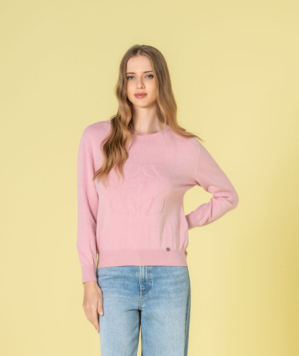 Camisola decote redondo com relevo 3493