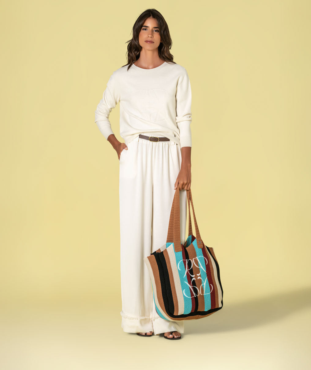Camisola decote redondo com relevo 3493