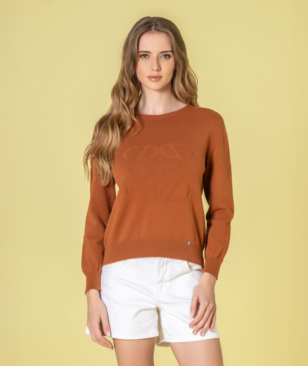 Camisola decote redondo com relevo 3493