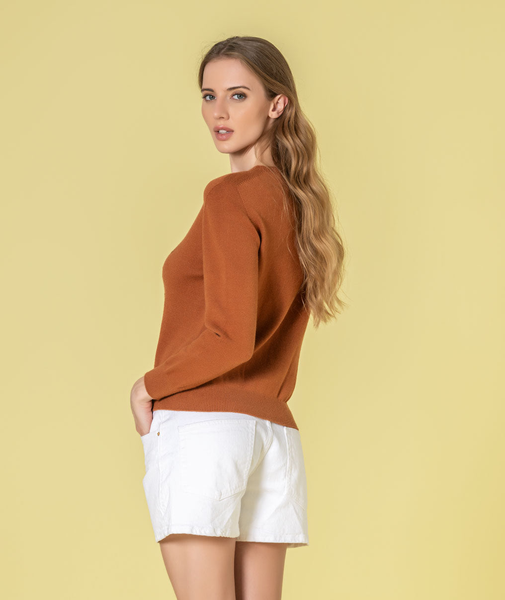 Camisola decote redondo com relevo 3493