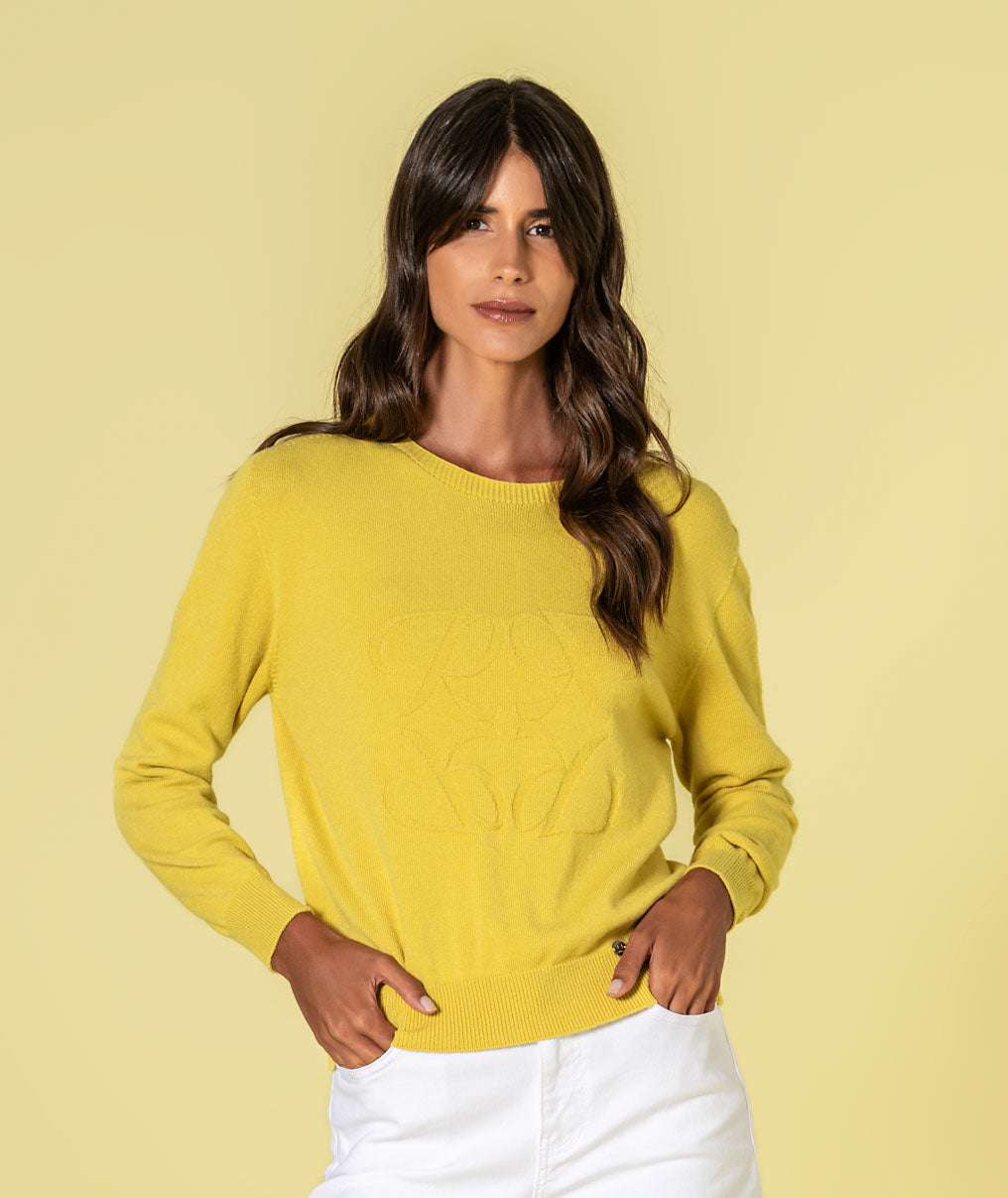 Camisola decote redondo com relevo 3493