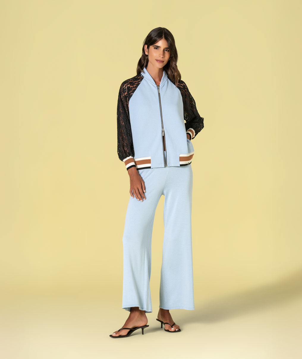 Casaco bomber com mangas em renda 3496