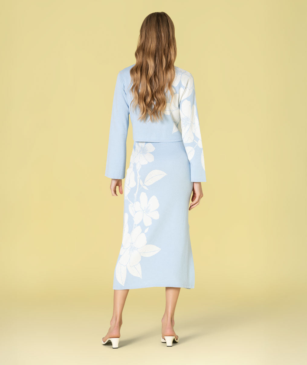 Saia com jacquard flores 3498