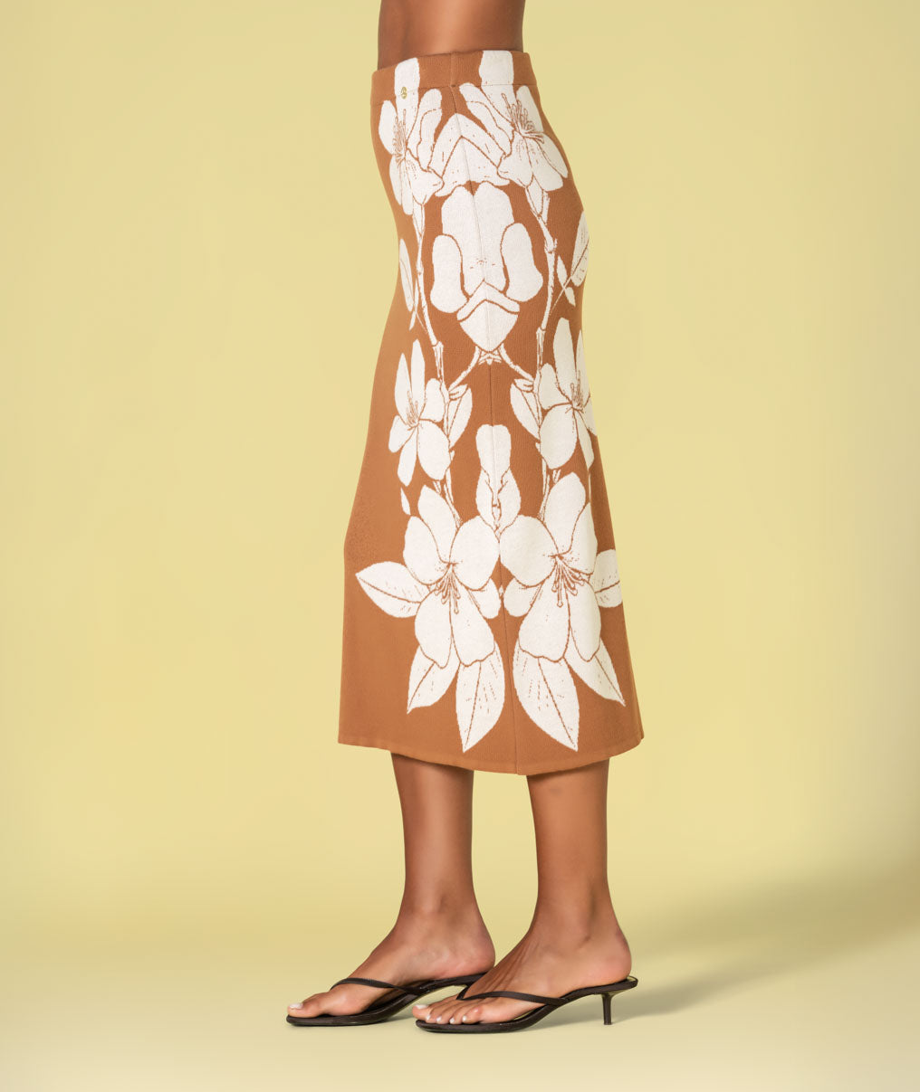 Saia com jacquard flores 3498