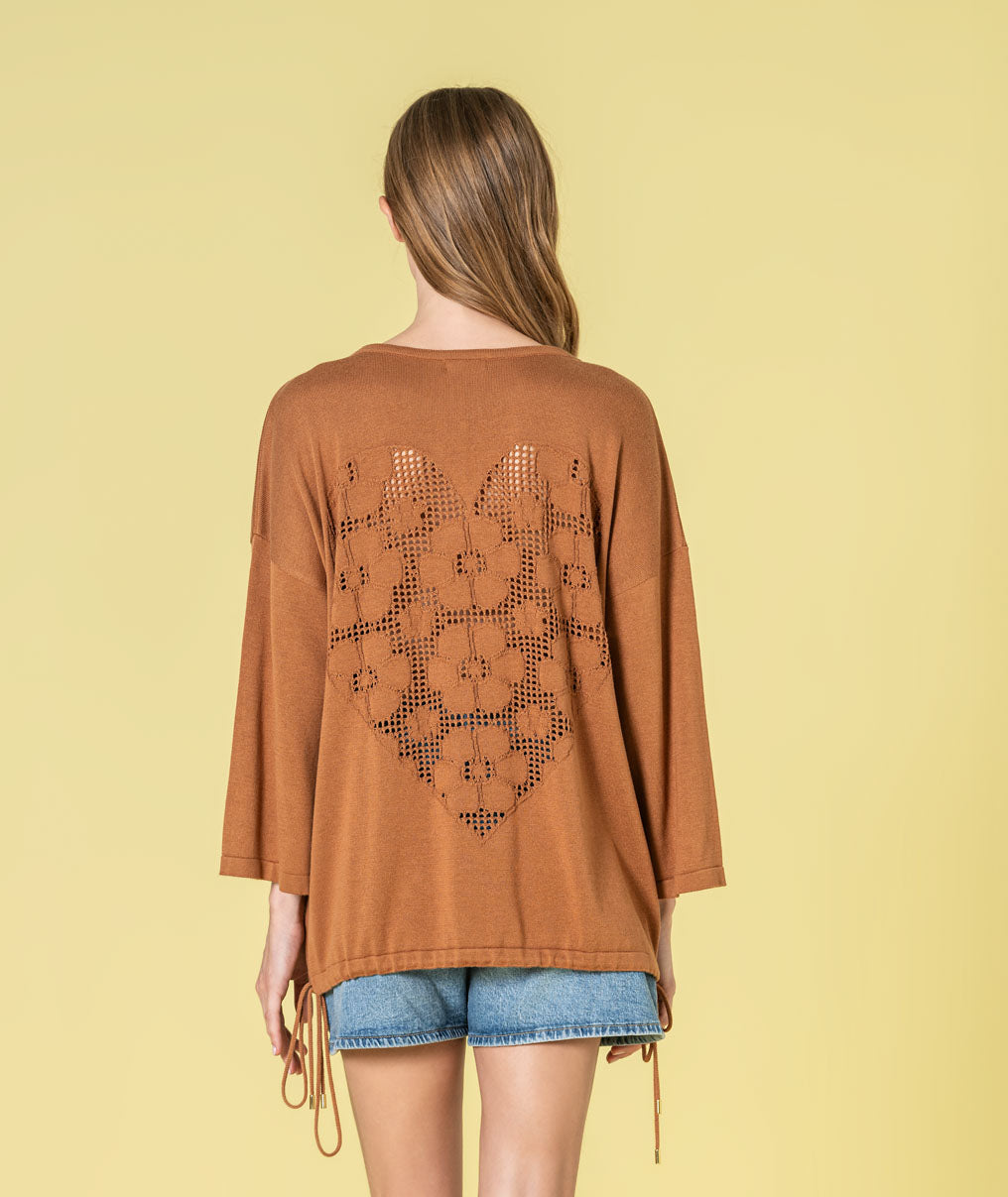 Camisola com coração pointelle nas costas 3499