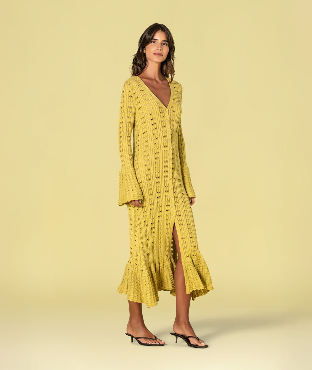 Vestido Casaco comprido perfurado 3513