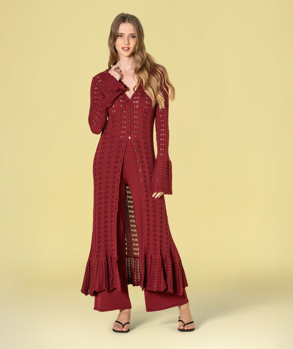 Vestido Casaco comprido perfurado 3513