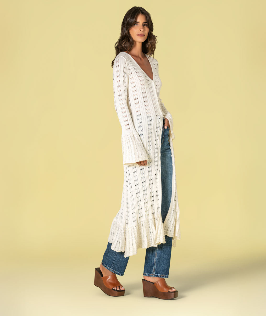 Vestido Casaco comprido perfurado 3513