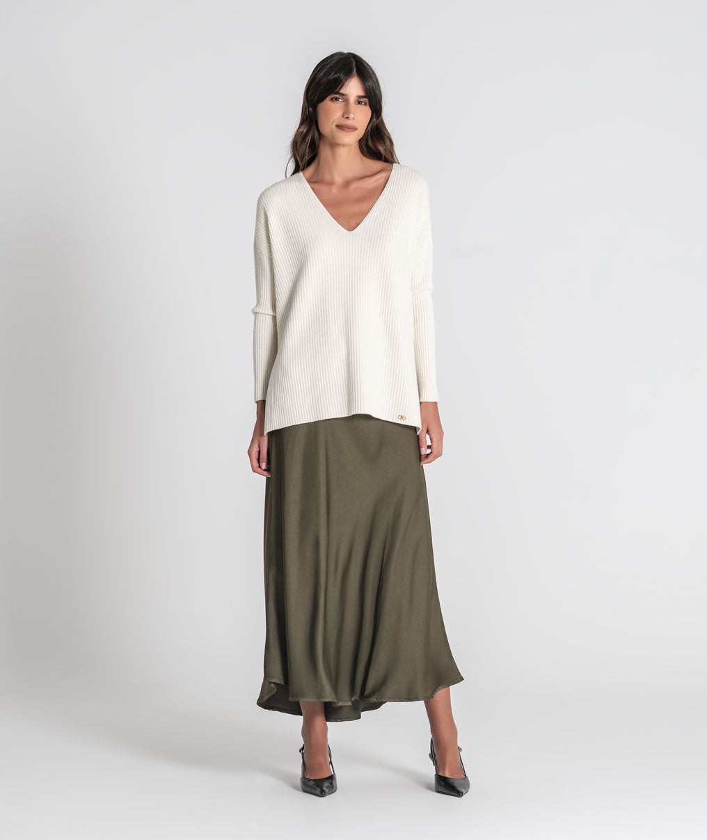 Ribbed v-neck top 3547
