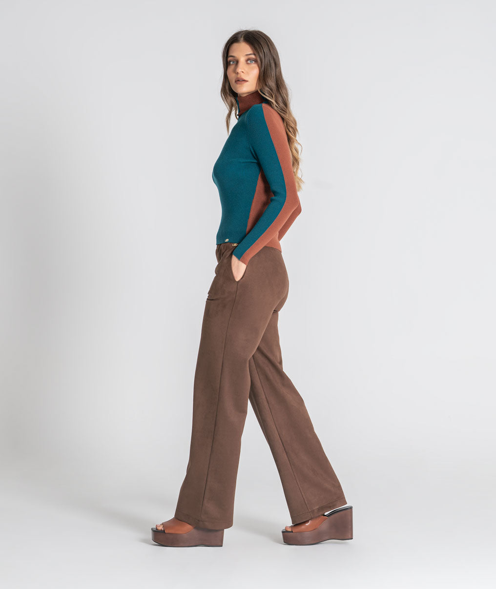 High-neck two-tone jersey 3553
