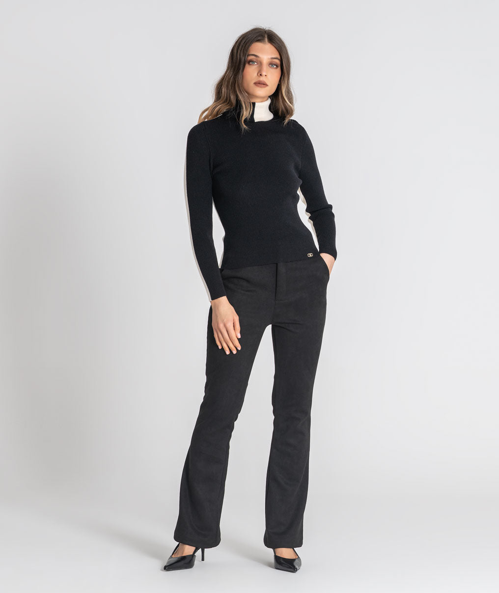 High-neck two-tone jersey 3553