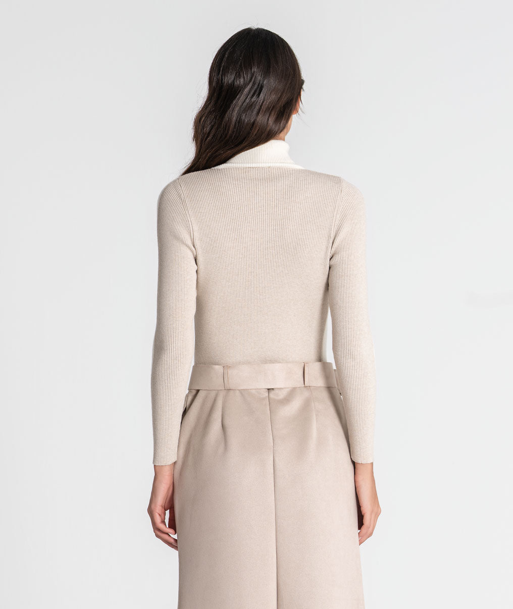 High-neck two-tone jersey 3553